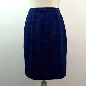 Norton McNaughton Women's Blue Tweed Pencil Knee Length Skirt Size 4P